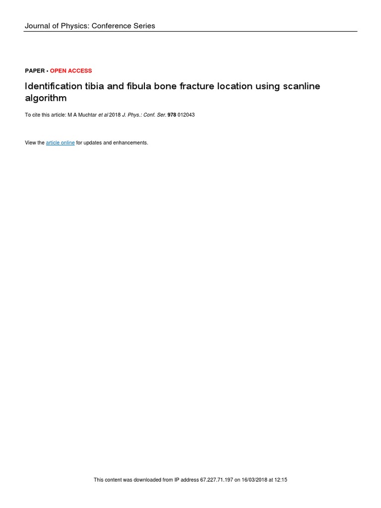 Tibia/Fibula Fracture Detection Method | PDF | Radiology | Areas Of ...