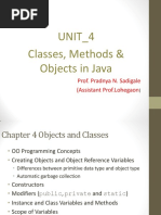 UNIT - 4 Classes, Methods & Objects in Java: Prof. Pradnya N. Sadigale (Assistant Prof - Lohegaon