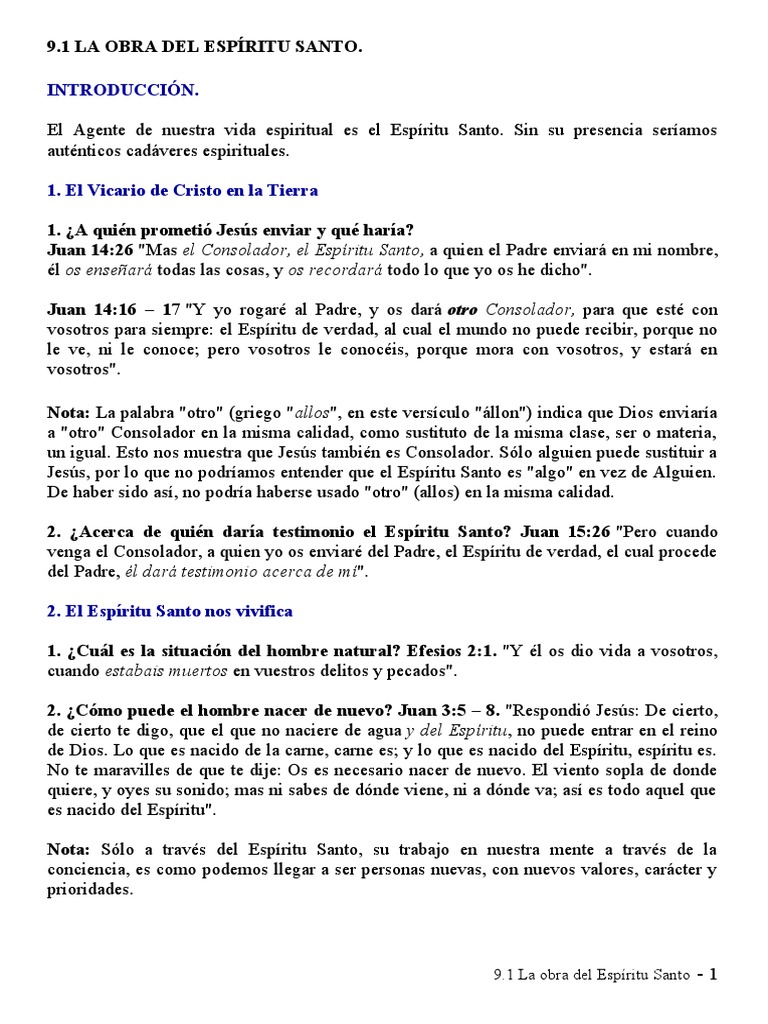 9.1 La Obra Del Espiritu Santo PDF | PDF | espíritu Santo | San Pedro