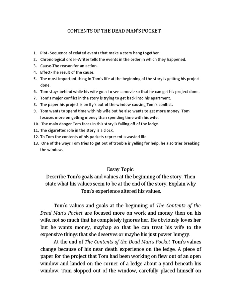 Tom's Transformation in Dead Man's Pocket | PDF