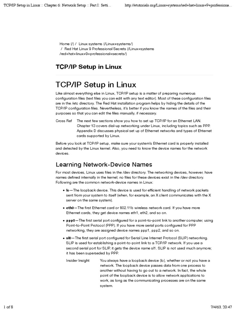 Report Linux TCP Ip Setup PDF Computer Network Transmission
