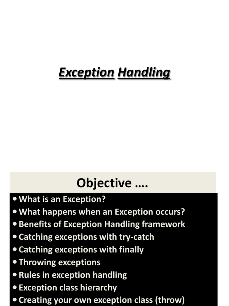 Objects and Java Seminar: Exceptions