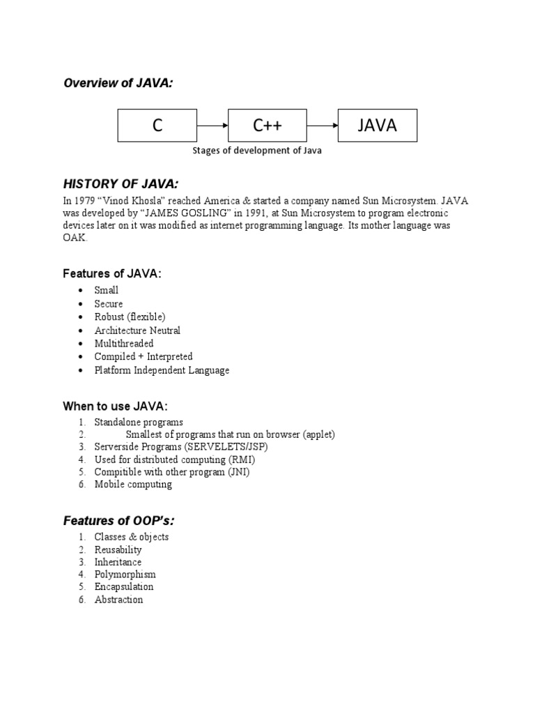 Overview of JAVA | PDF | Parameter (Computer Programming) | Constructor ...