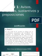 SESIÓN 1: Avisos,: Anuncios, Sustantivos y Preposiciones