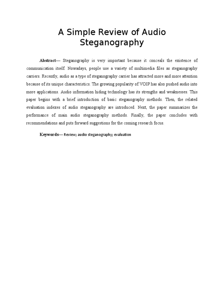 Audio Steganography: Techniques & Evaluation | PDF | Information And ...