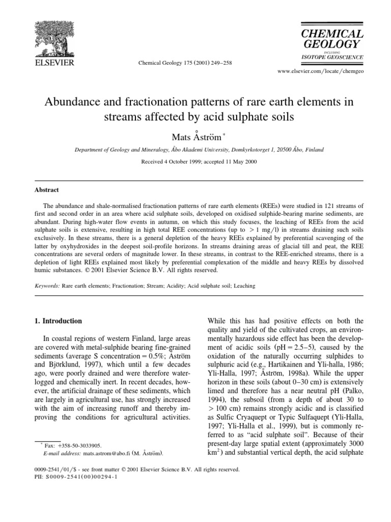 Abundance and Fractionation Patterns of Rare Earth Elements in Streams ...