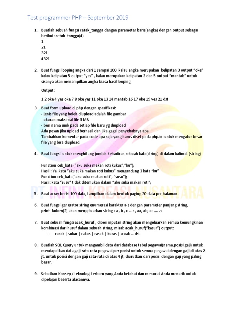 Test PHP Programmer | PDF
