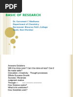 Basic of Research: Dr. Gurumeet C Wadhawa Department of Chemistry Karmaveer Bhaurao Patil, College Vashi, Navi Mumbai