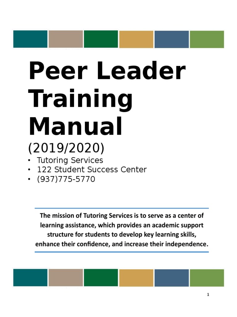 Peer Leader Training Manual 2019-2020 | PDF | Academic Dishonesty | Tutor