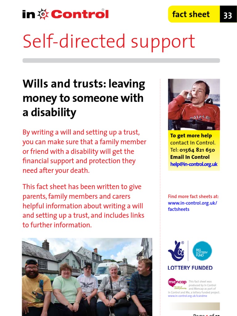 In Control Factsheet 33 Wills and Trusts PDF Trust Law Trustee