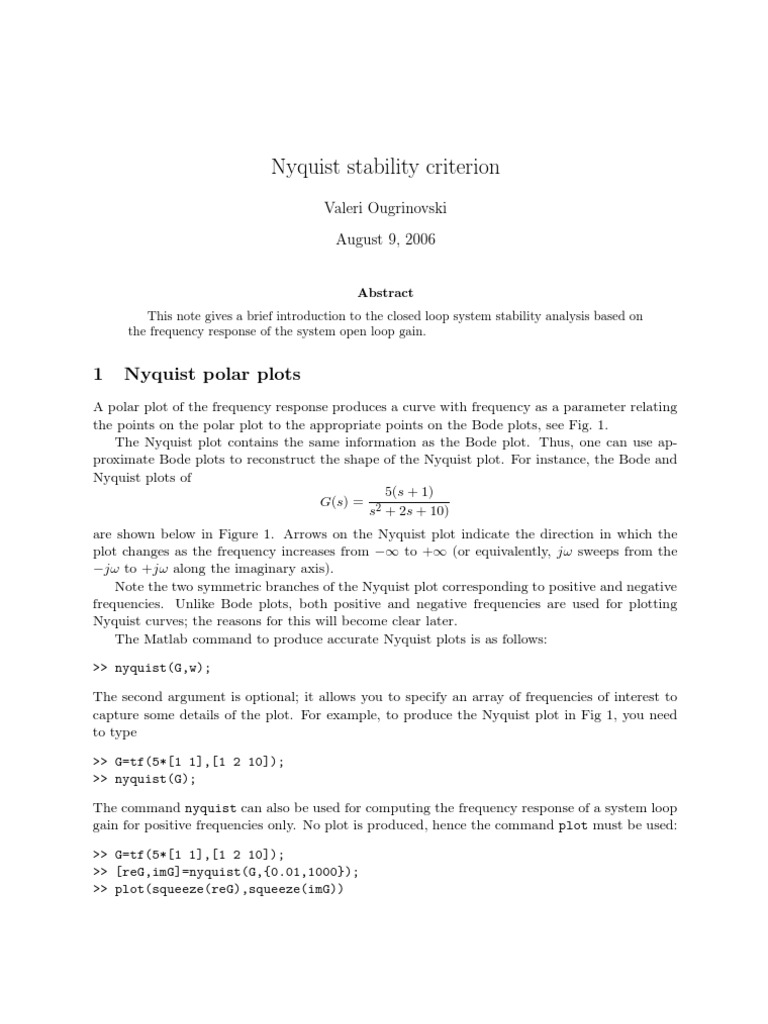 Nyquist Stability Criterion Explained | PDF | Analysis | Teaching ...