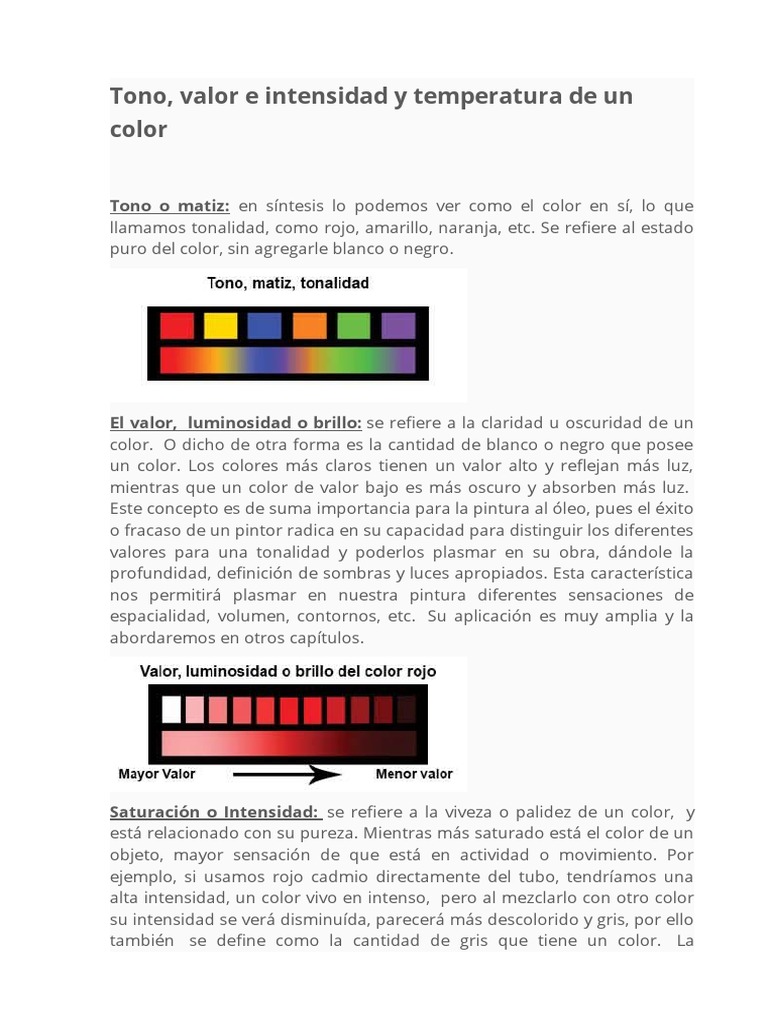 Tono, Matiz, Saturacion y Temperatura de Un Color | PDF