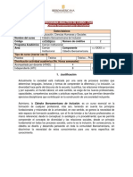 Datos Básicos Facultad Nombre Del Curso Código Número de Créditos Programa Académico Común Institucional Área Componente Tipo de Curso (Marcar Con X)