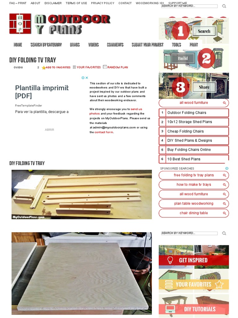 DIY Folding TV Tray DIY PDF Lumber Screw