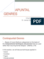 Contrapuntal Genres: 9 April 2019 Dr. James Ogburn