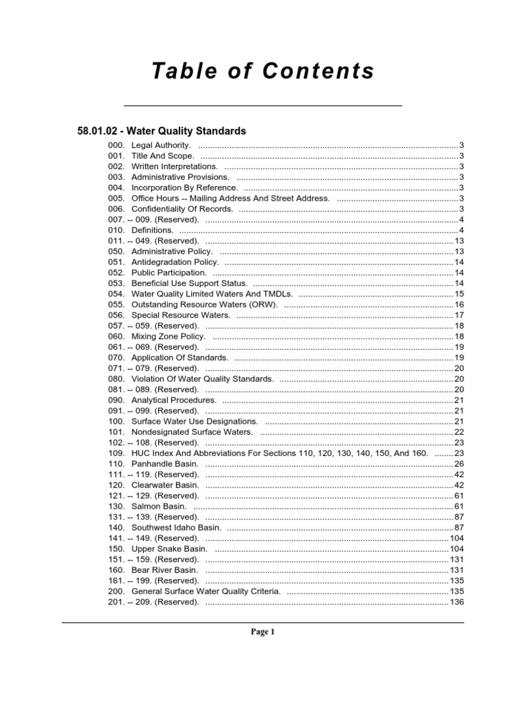 Idapa 58.01.02 | PDF | Clean Water Act | Water Pollution