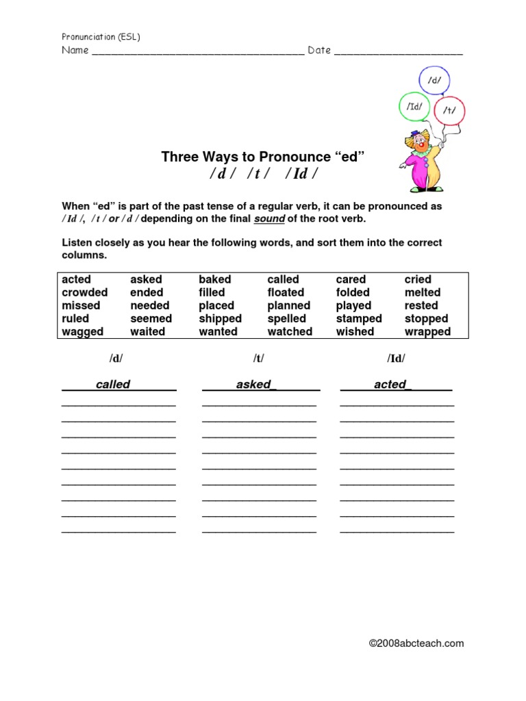 Pronunciation Ed Esl | PDF