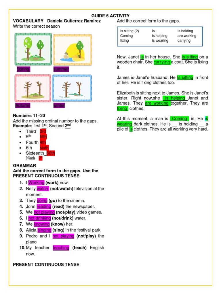 Vocabulary and Grammar Practice Guide | PDF
