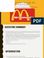 Challenges Faced by MC Donalds: Balaji Institute of International Business