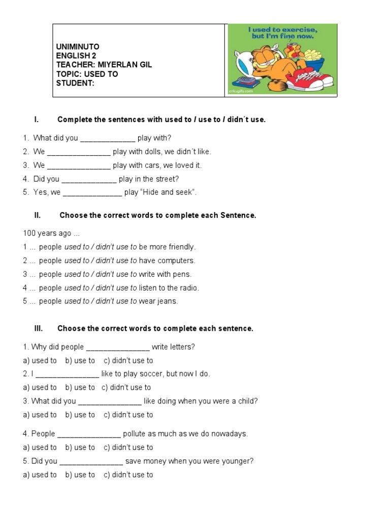 USED TO - Workshop | PDF | Language Arts & Discipline | Foreign ...