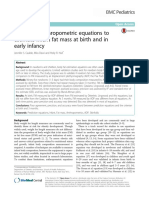 Validity of Anthropometric Equations To Estimate Infant Fat Mass at Birth and in Early Infancy