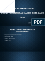 Musyawarah Internal Dewan Kemakmuran Masjid (DKM) Yasin 2020