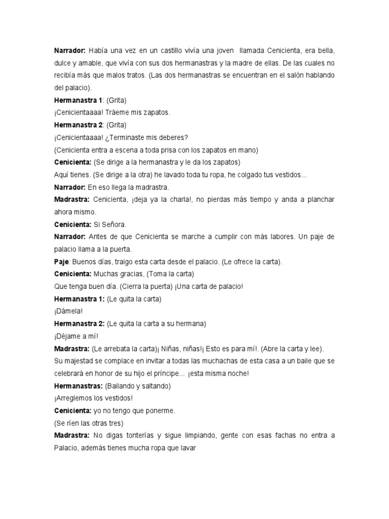 Cenicienta Obra de Teatro | PDF