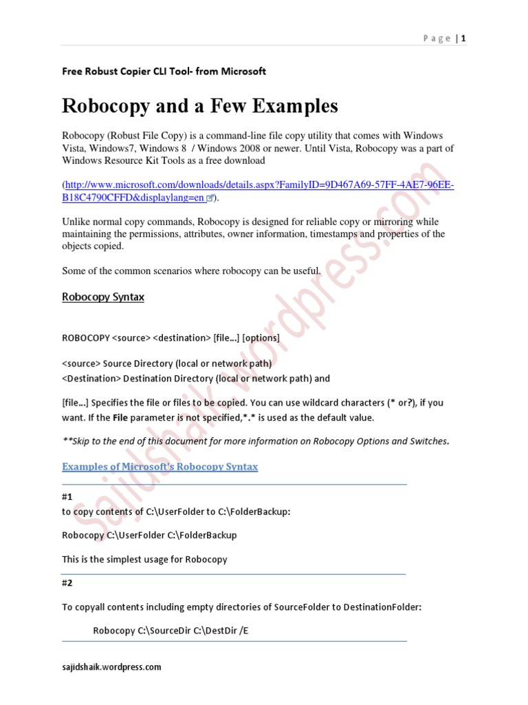 Robocopy and A Few Examples PDF | PDF | Command Line Interface ...