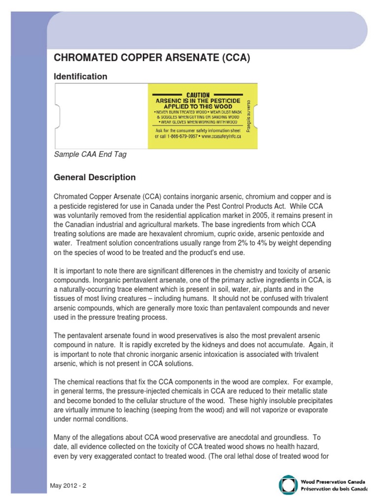 CCA Treated Wood Safety Guidelines | PDF | Arsenic | Physical Sciences
