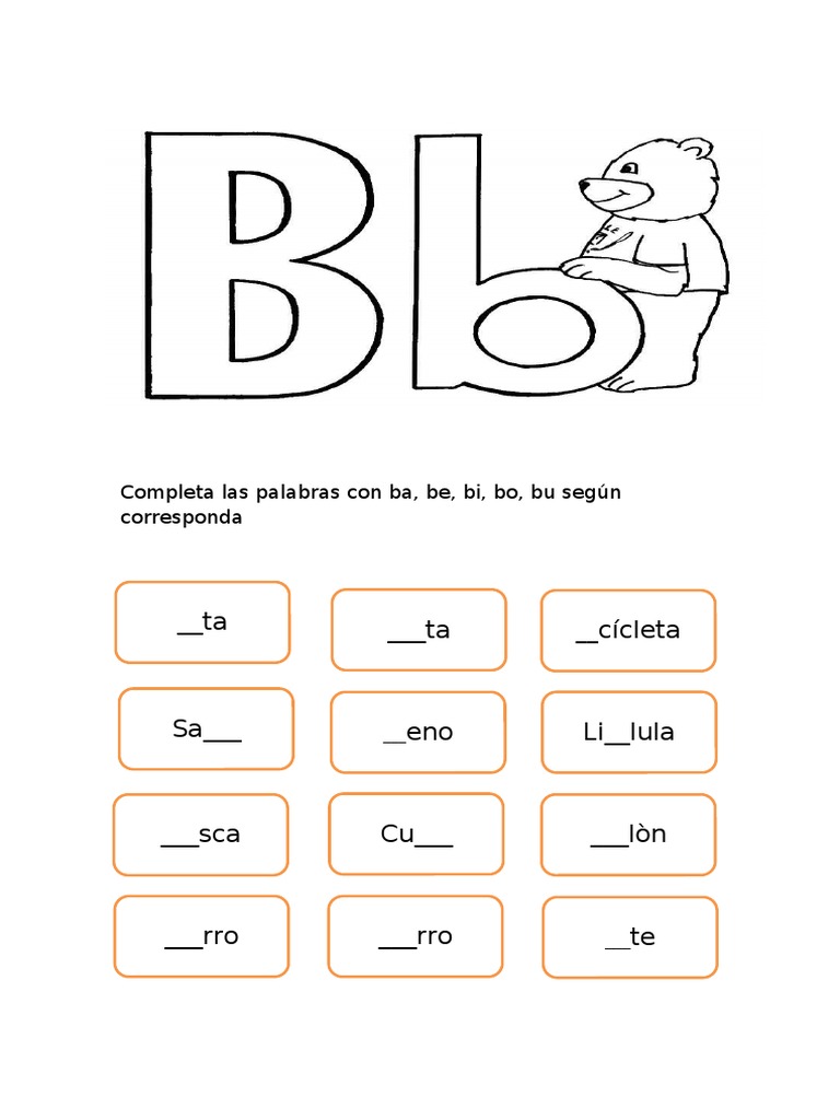 Completa Las Palabras Con Ba | PDF | Estudios de idiomas extranjeros ...