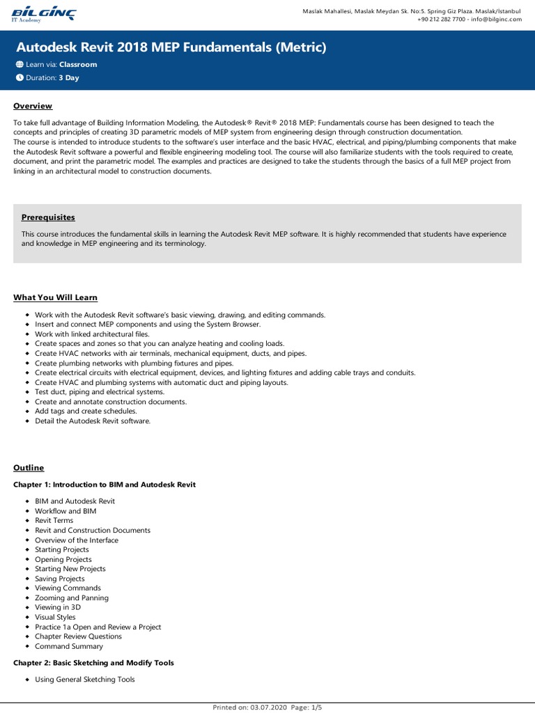 Autodesk Revit 2018 MEP Fundamentals (Metric) PDF | PDF | Autodesk ...