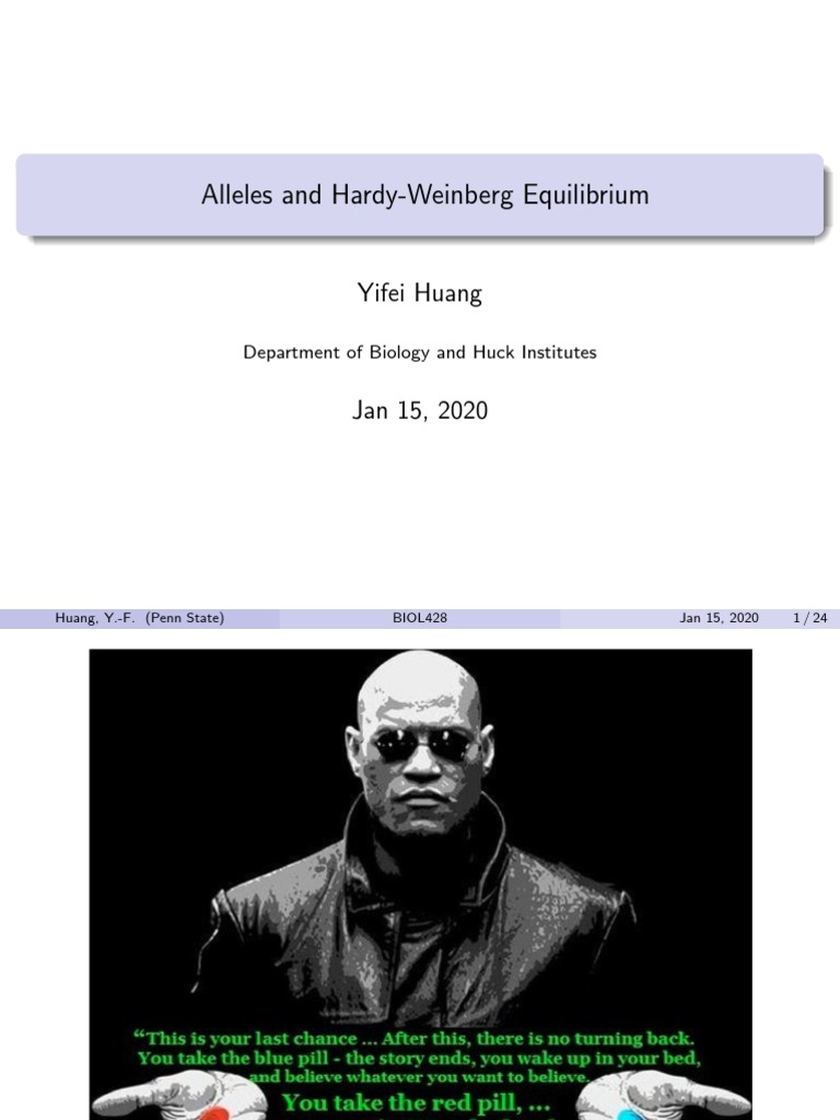 Alleles and Hardy-Weinberg Equilibrium: Yifei Huang | PDF | Genetics ...