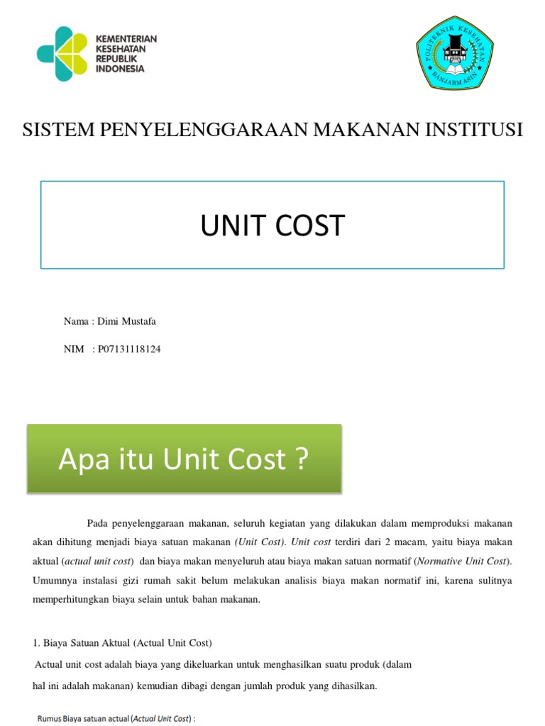 Perhitungan Unit Cost Makanan Rumah Sakit | PDF