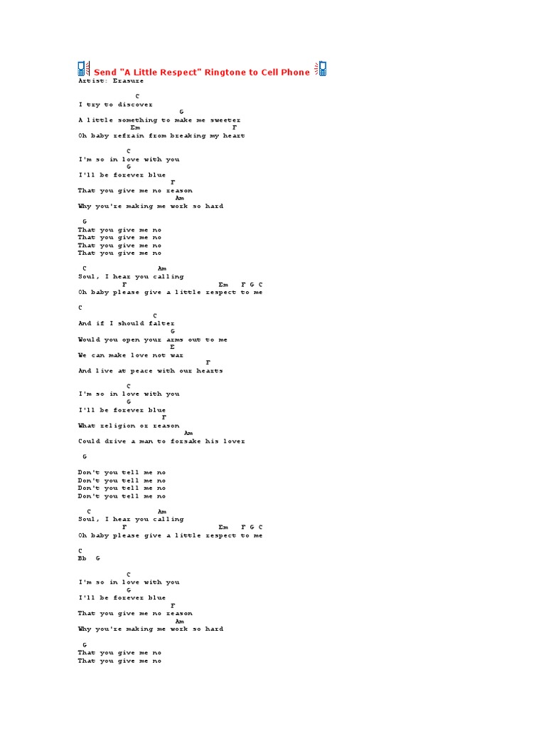 Erasure A Little Respect Tabs PDF