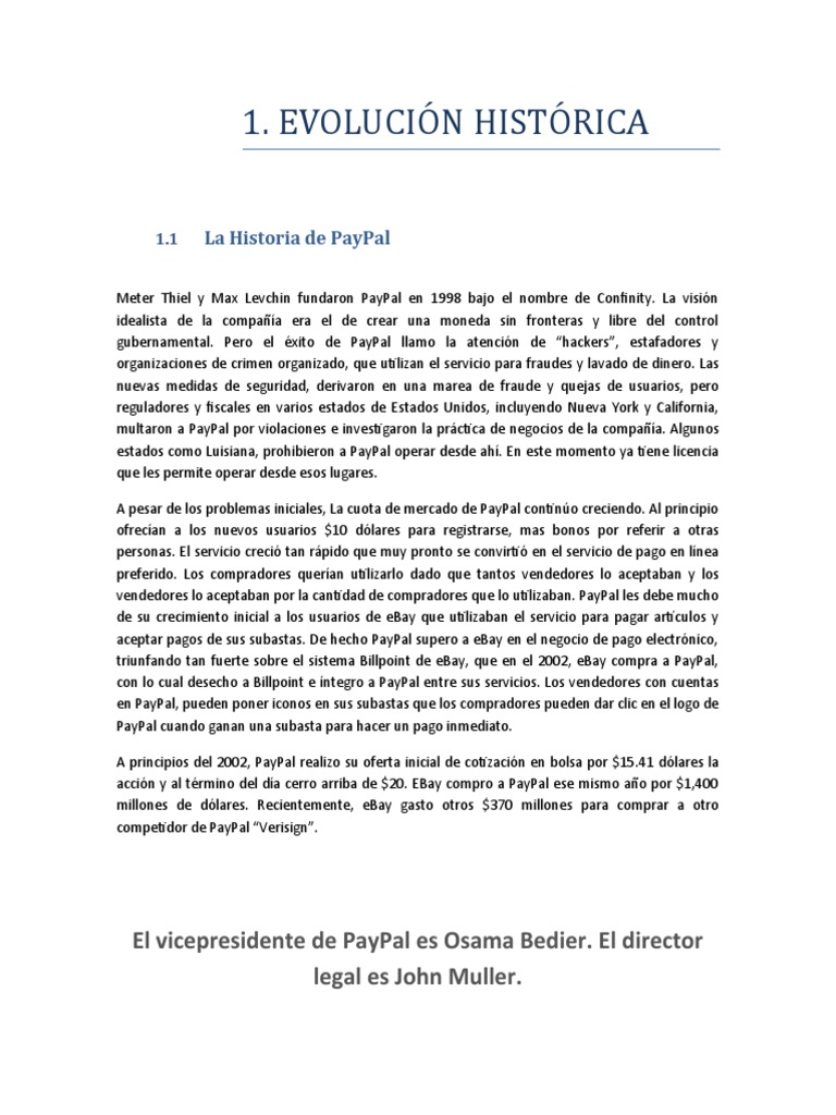 Historia y características de PayPal | PDF | Pay Pal | Tarjeta de débito