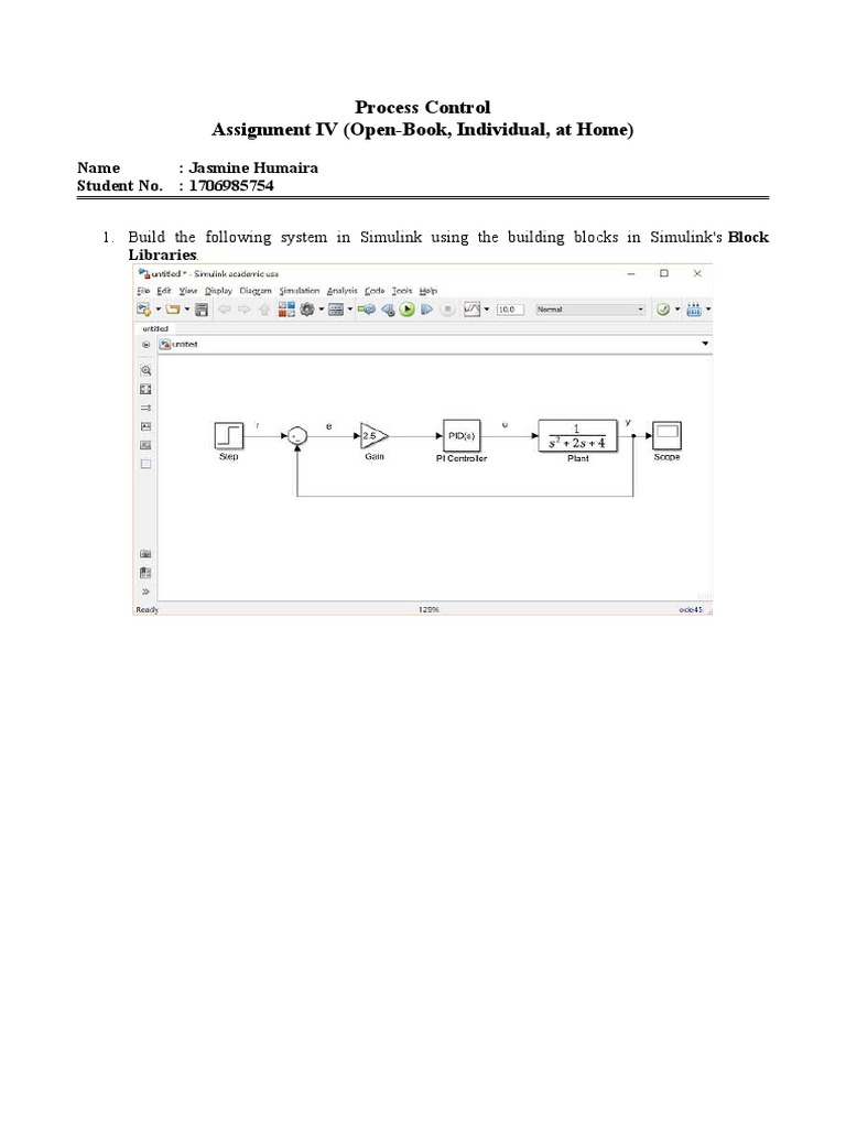 Process Control Assignment IV (Open-Book, Individual, at Home) | PDF ...