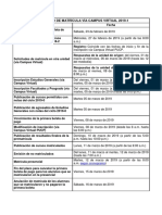 Calendario de Matrícula Vía Campus Virtual y Presencial 2019-1 PDF