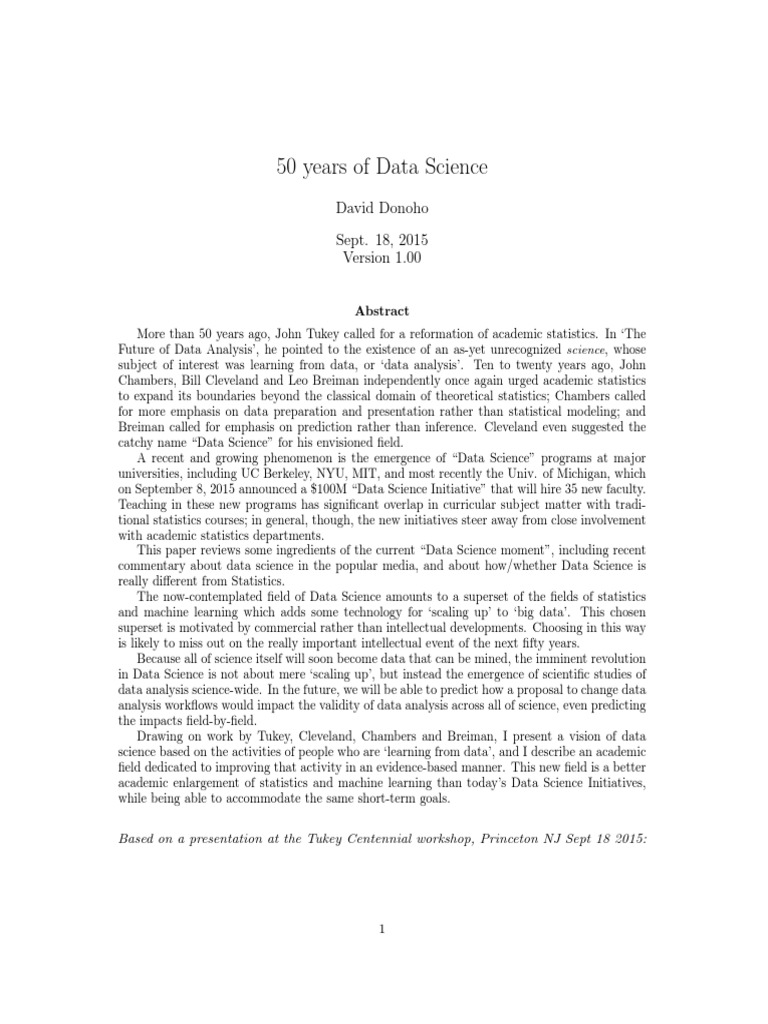 50 Years Data Science PDF | PDF | Data Science | Statistics
