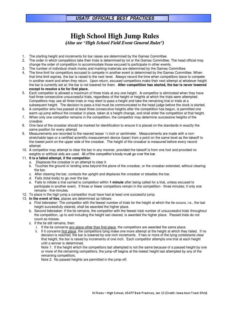 High Jump PDF Track And Field Show Jumping