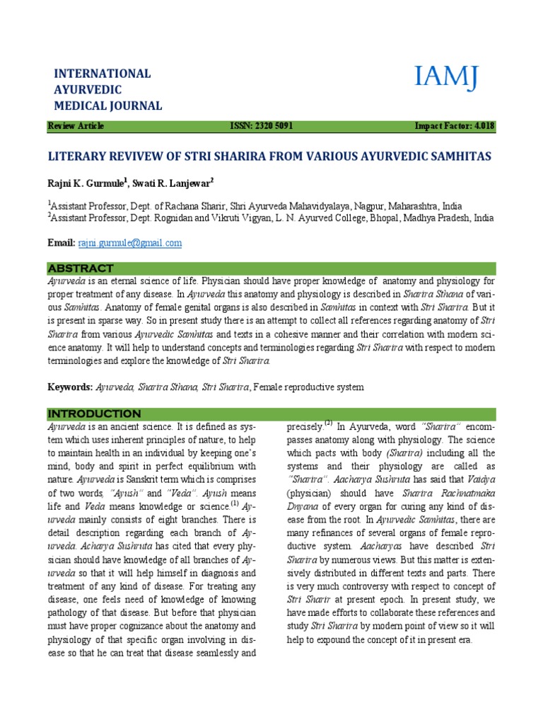 International Ayurvedic Medical Journal Review Article ISSN 2320 5091 Impact Factor 4.018