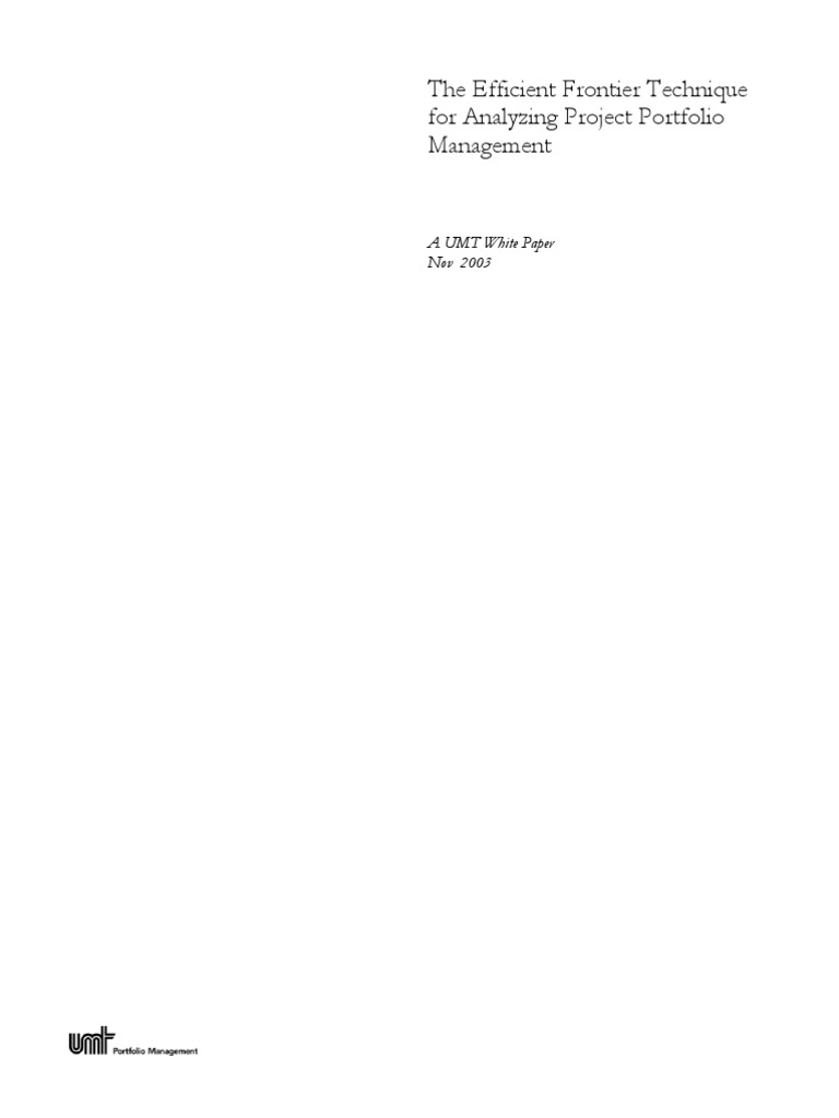 UMT Efficient Frontier Technique For Analyzing Project Portfolio ...