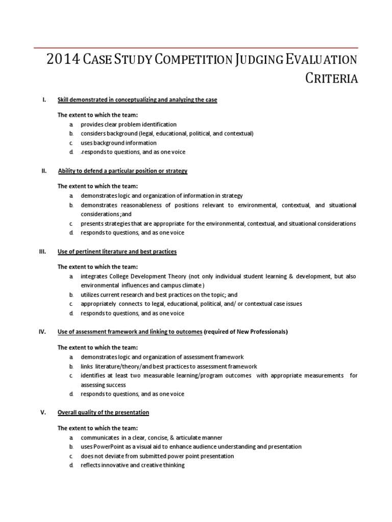 2014 Case Study Competition Criteria | PDF | Career & Growth | Business