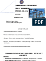 College of Engineering and Technology University of Sargodha Design of Structures (Ce-409) 01-Credit Hour