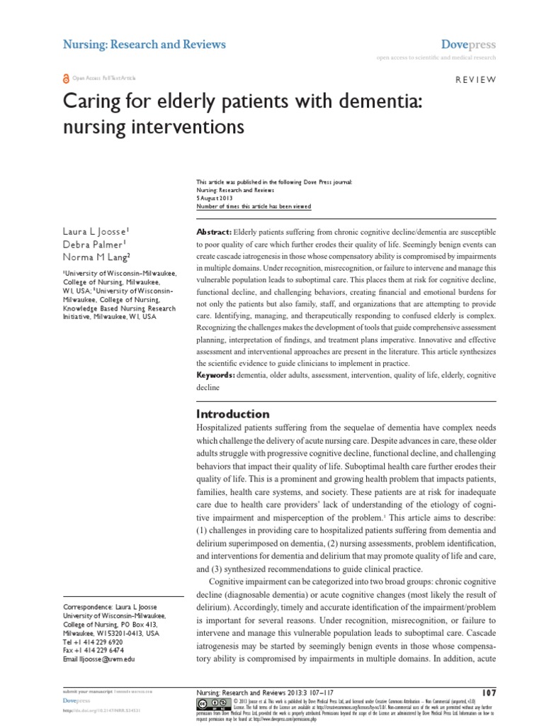 Caring For Elderly Patients With Dementia Nursing PDF | PDF | Dementia ...