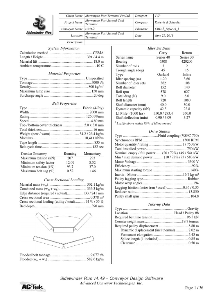 Conveyor Design Calculations PDF | PDF | Belt (Mechanical) | Structural ...