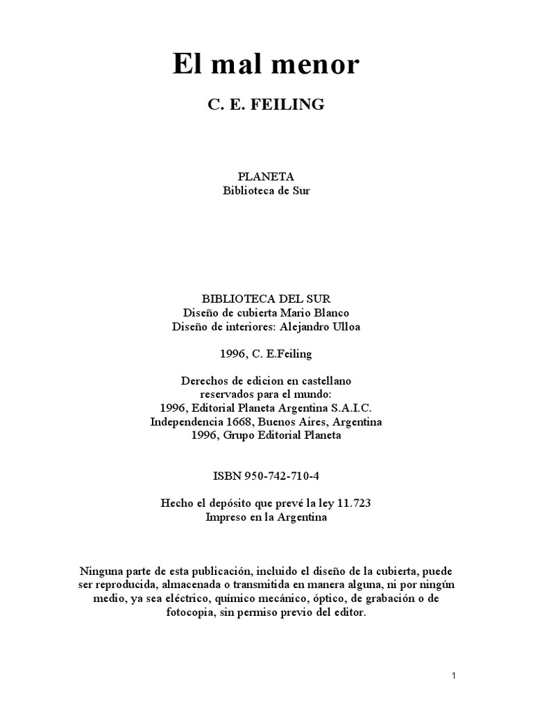 Feiling C E El Mal Menor Pdf Gatos Naturaleza