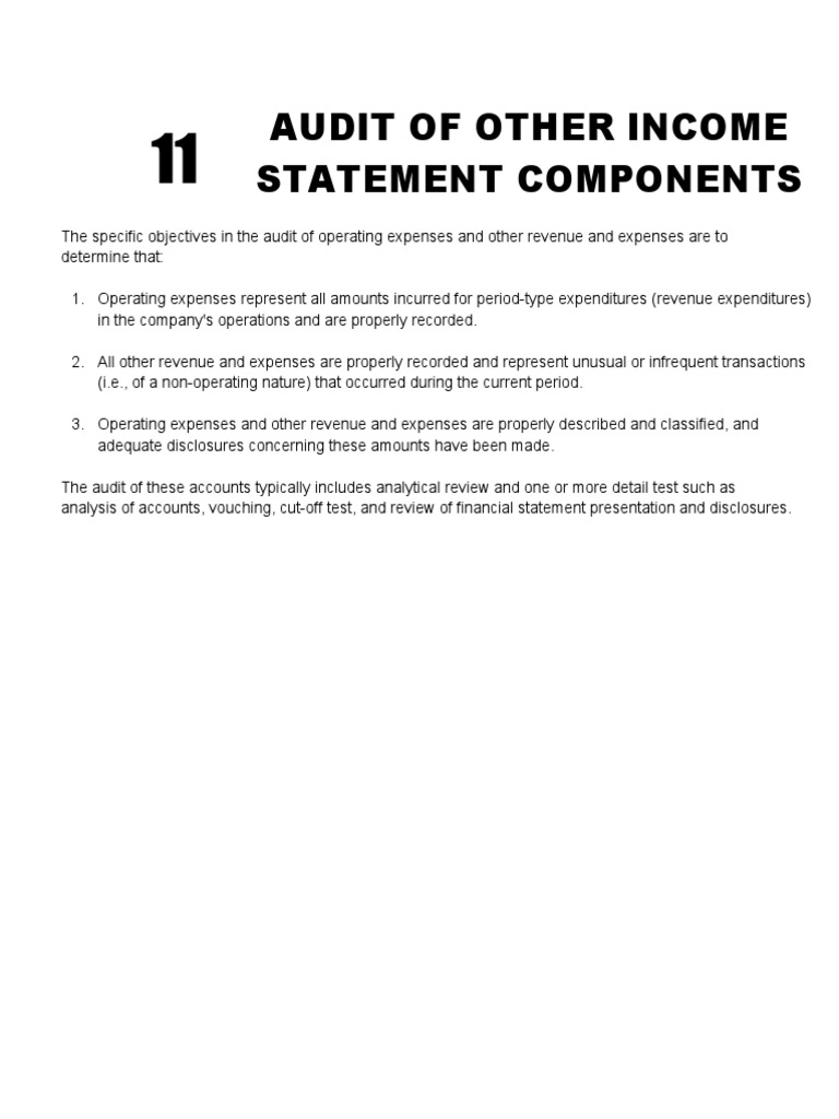 Audit of Income Statement Components | PDF | Expense | Revenue