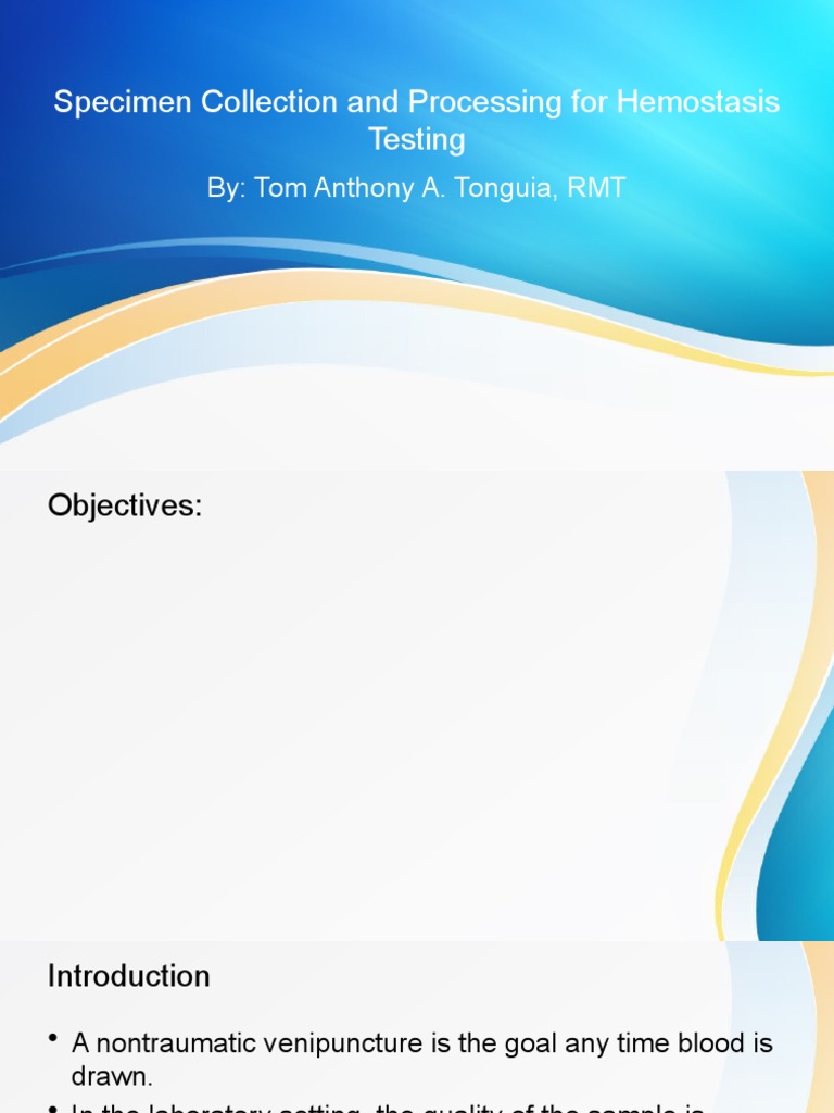Hemostasis Specimen Collection Guide | PDF | Coagulation | Hematology