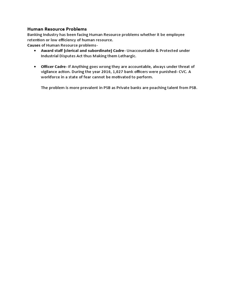 Human Resource Issues in Banking Sector | PDF