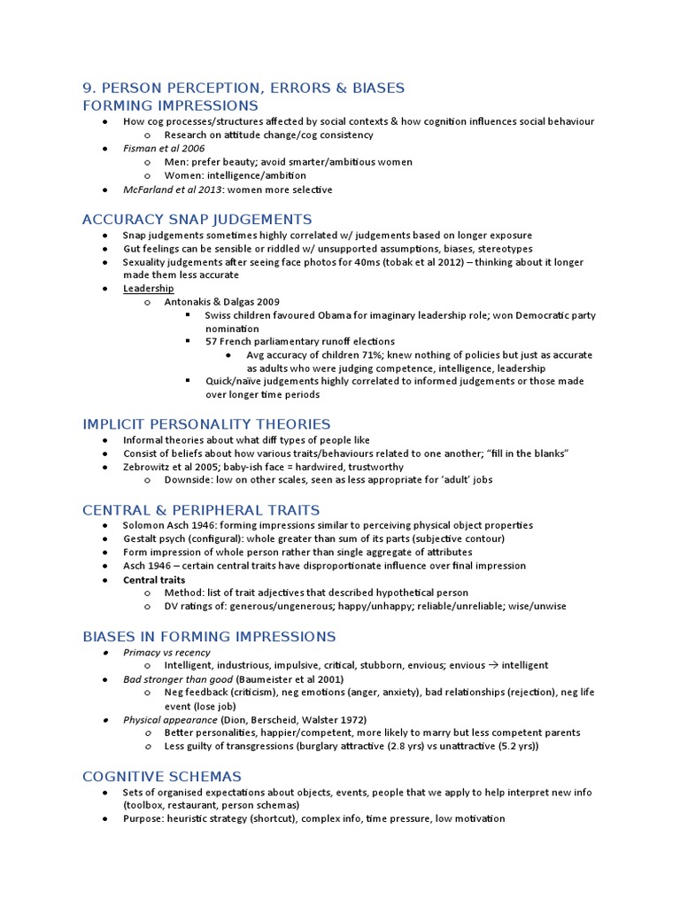 Understanding Person Perception Biases | PDF | Heuristics In Judgment ...